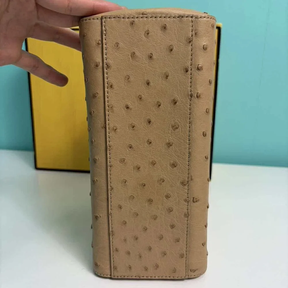 Fendi Mini Peekaboo in Beige Ostrich leather with Gold Accents - Picture 4 of 11